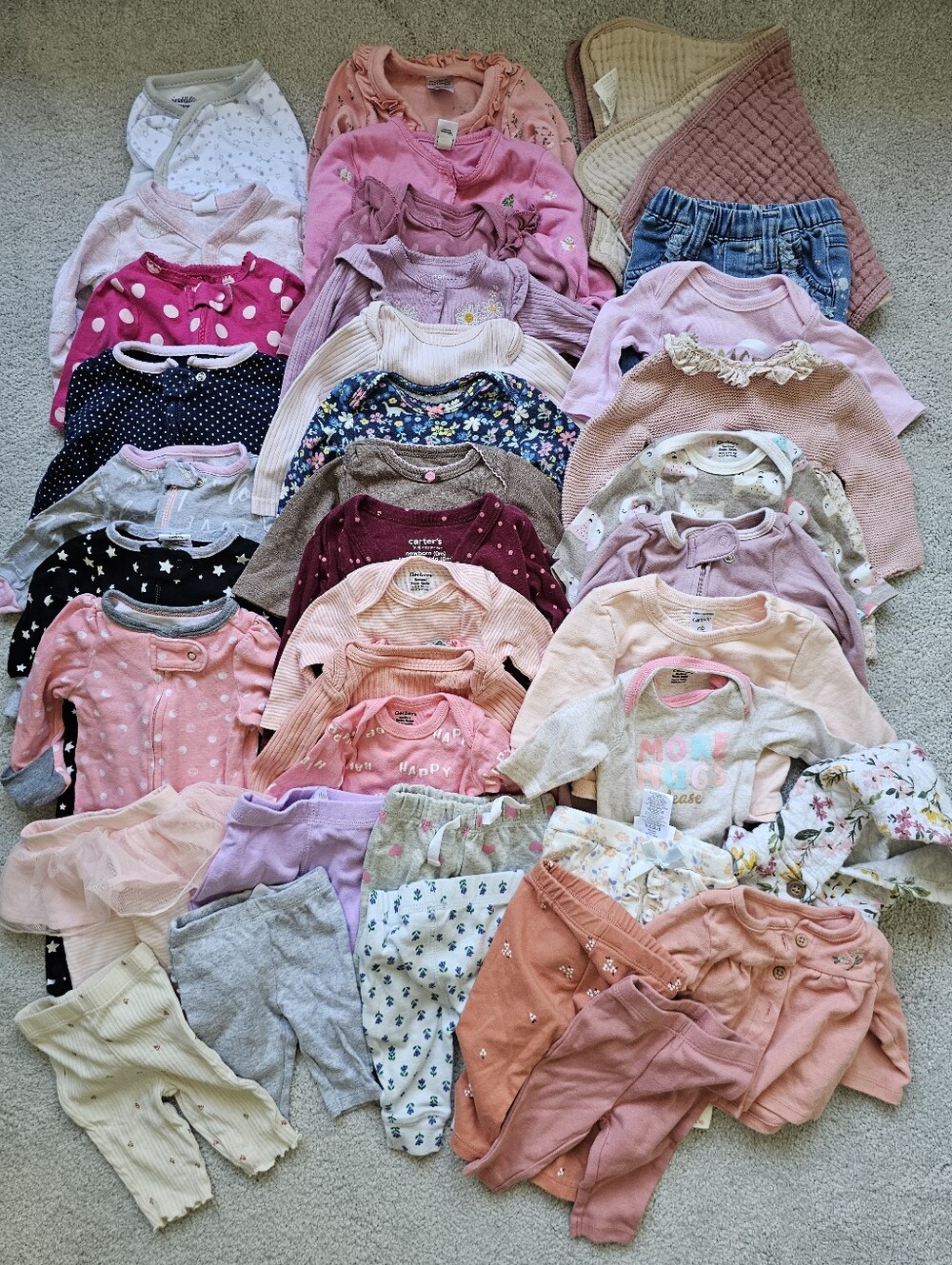 38pc baby girl clothing Newborn 3 month swaddle pants onesie footies vest cloth